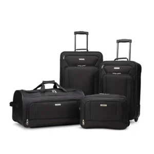 Luggage Set - American Tourister Fieldbrook XLT 4-Piece - Black Polyester - Softside
